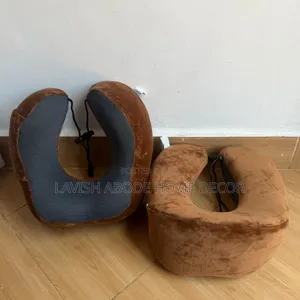 Ergonomic Neck Pillow Memory Foam Travel Compressable Brown Color