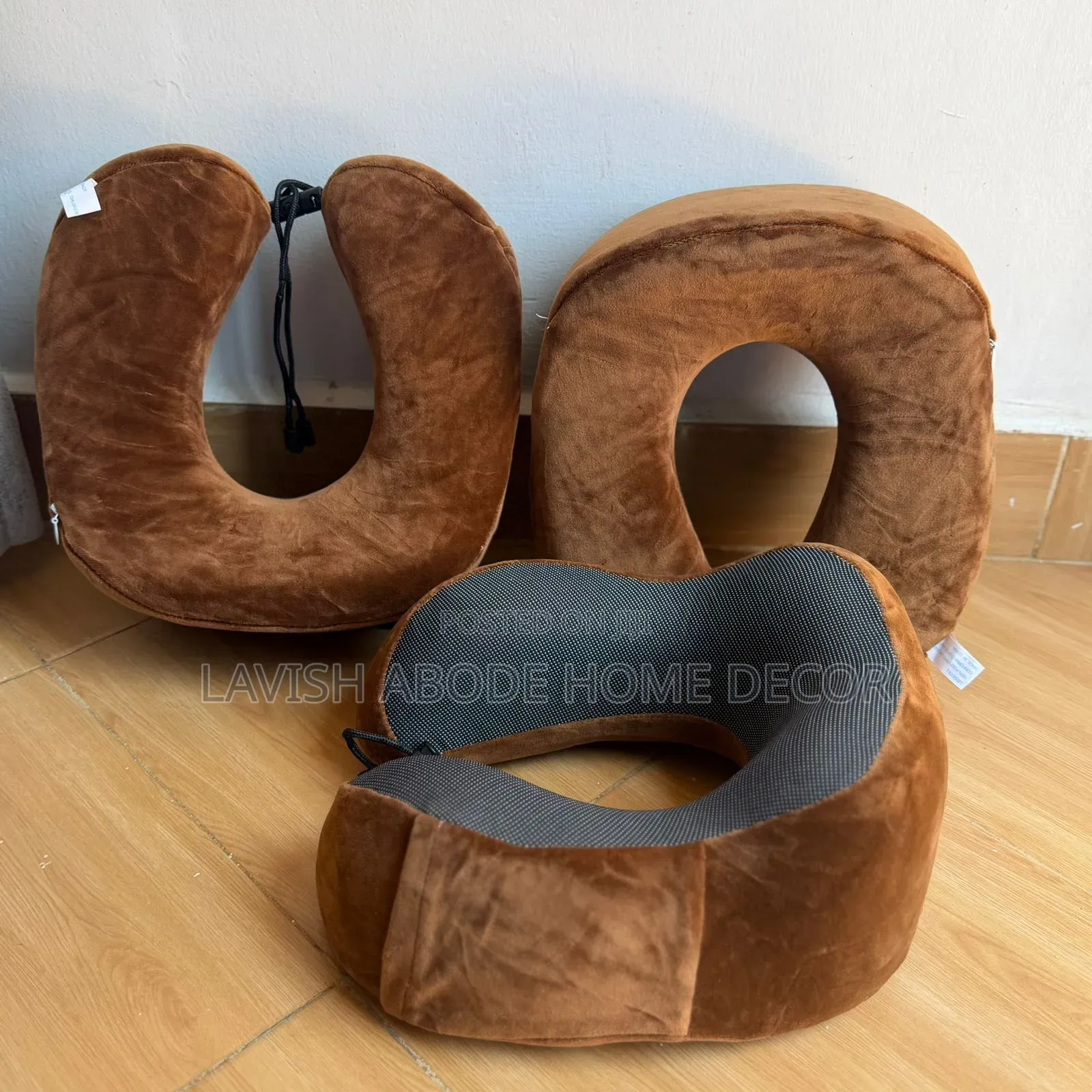 Ergonomic Neck Pillow Memory Foam Travel Compressable Brown Color