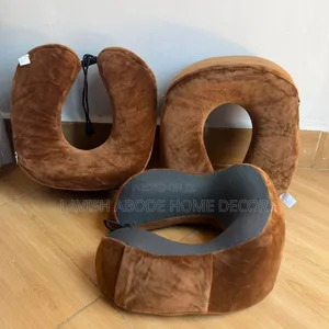Ergonomic Neck Pillow Memory Foam Travel Compressable Brown Color