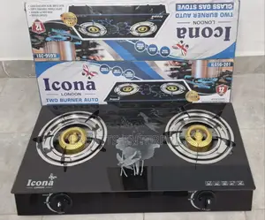 Icona 2 Burner Gas Stove Sleek Glass Top Cooker