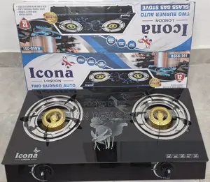 Icona 2 Burner Gas Stove Glass Top Cooker Compact Design