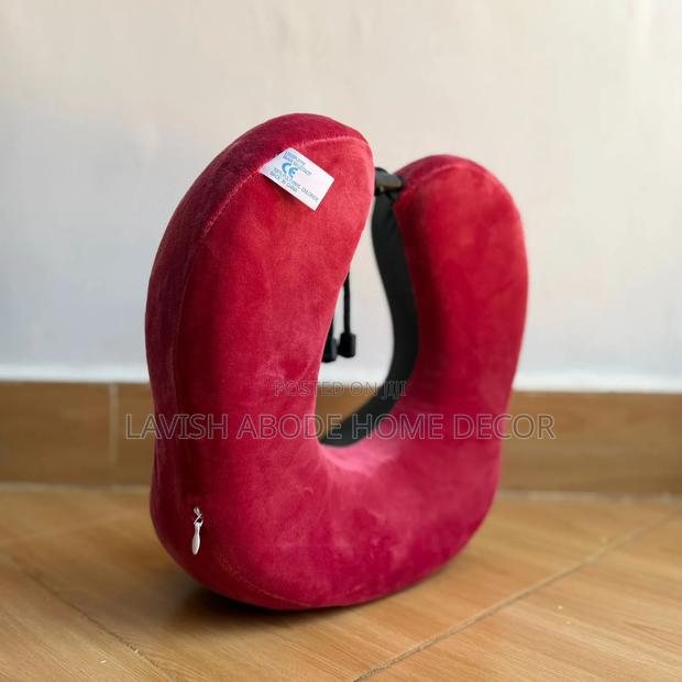 Maroon Travel Pillow, Memory Foam, Airplane, Bus Neck Pillow. - thumbnail 2