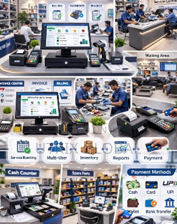 Multi User Service Center Pos With Stock Control Complete Set - main view