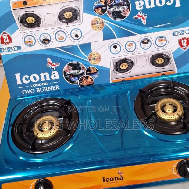 Icona 2‐Burner Gas Stove – Stainless Steel Top