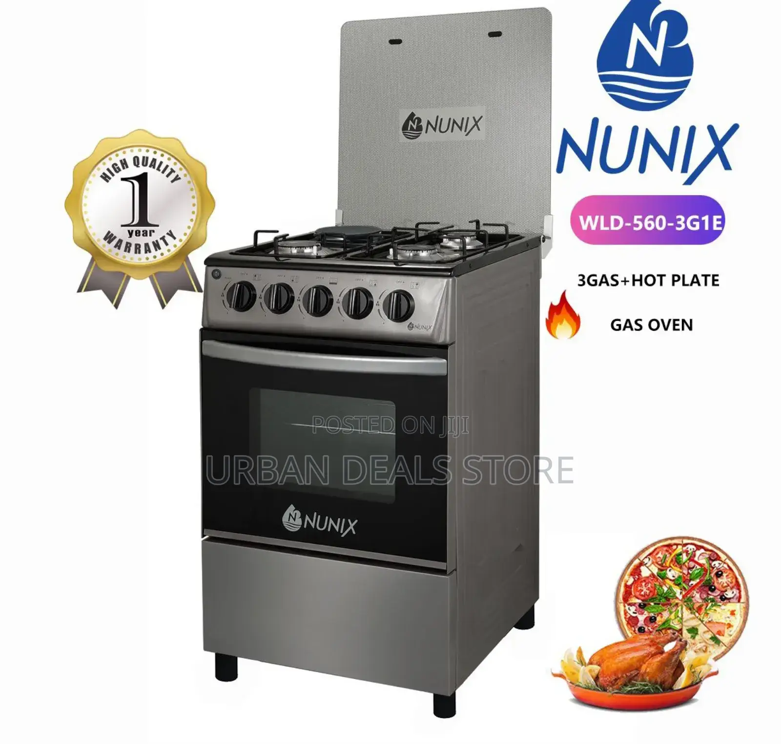 50*55 Nunix 3+1 Standing Cooker With Gas Oven.