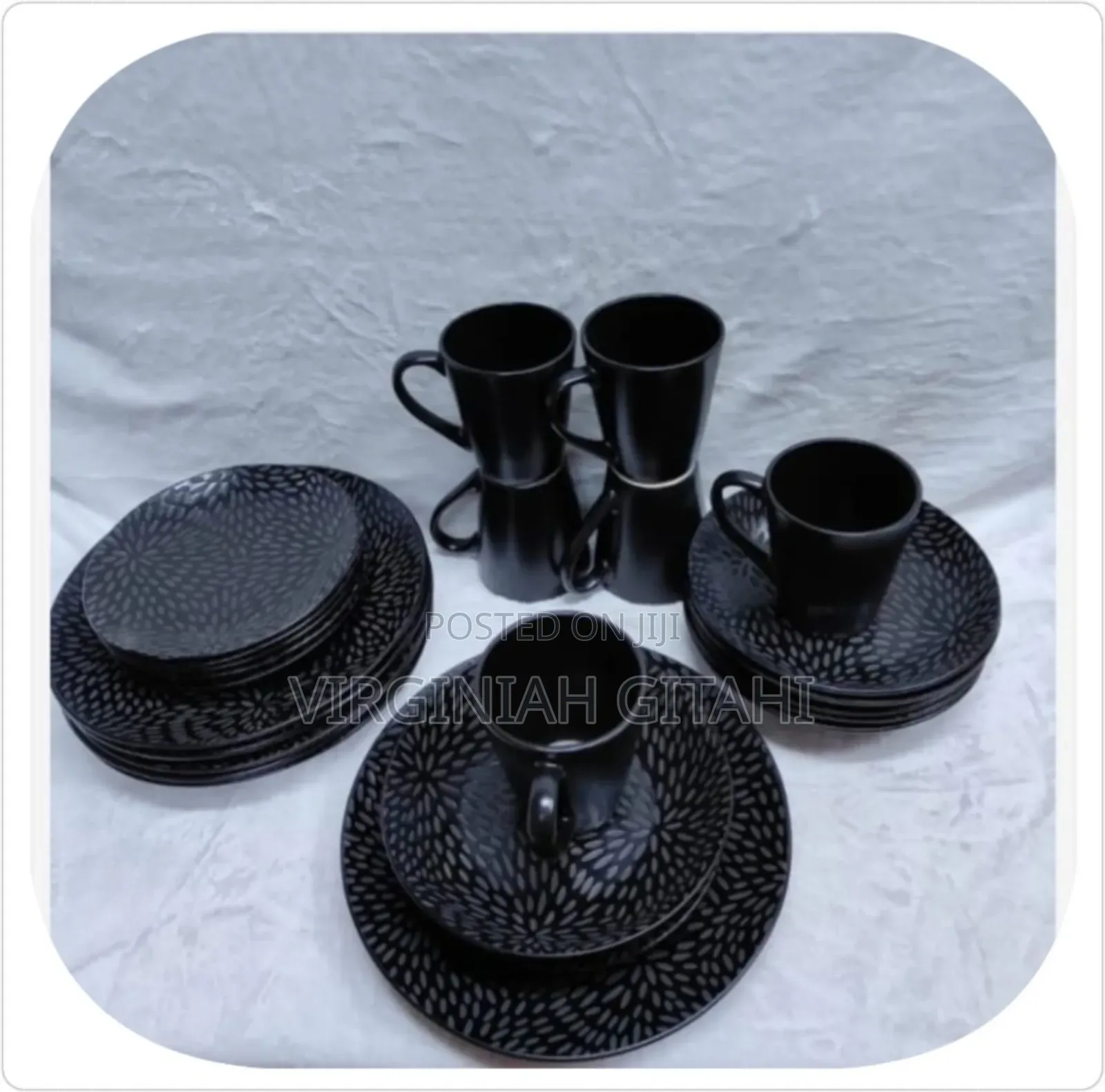 Black 24pcs Black Dinner Set