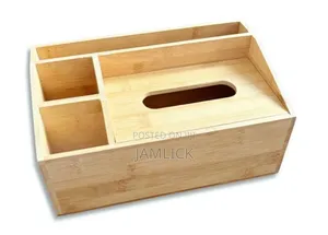 Multifunctional Bamboo Desktop Organizer Tissue Box - Gh