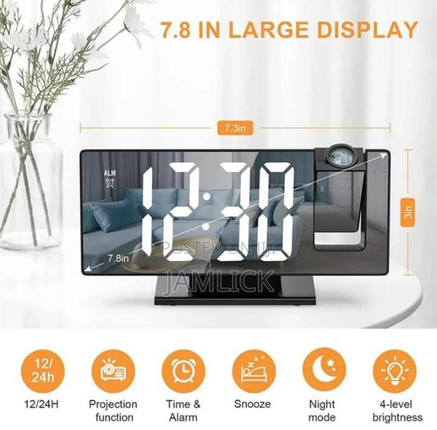 Mirror Multifunctional Projection Digital Alarm Clock - Ab - thumbnail 2