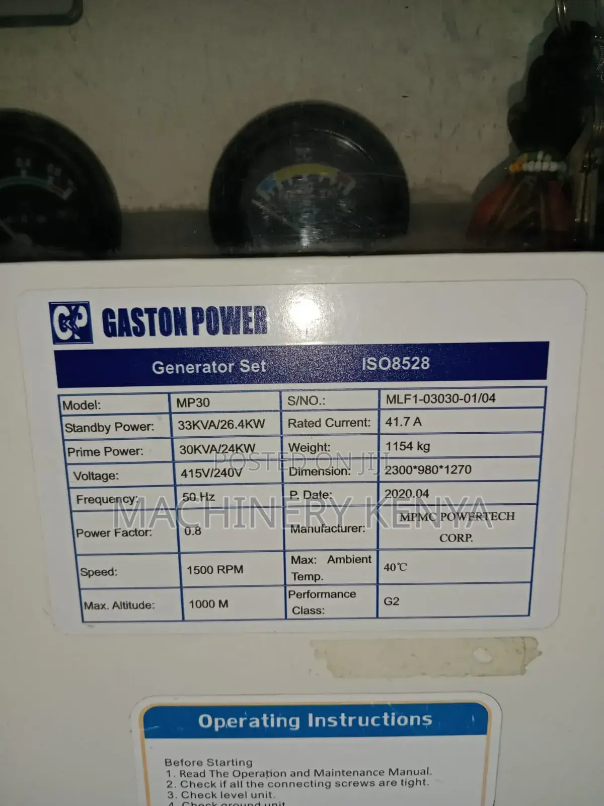 30kva Ex Uk Perkins Generator For Hire And Sale