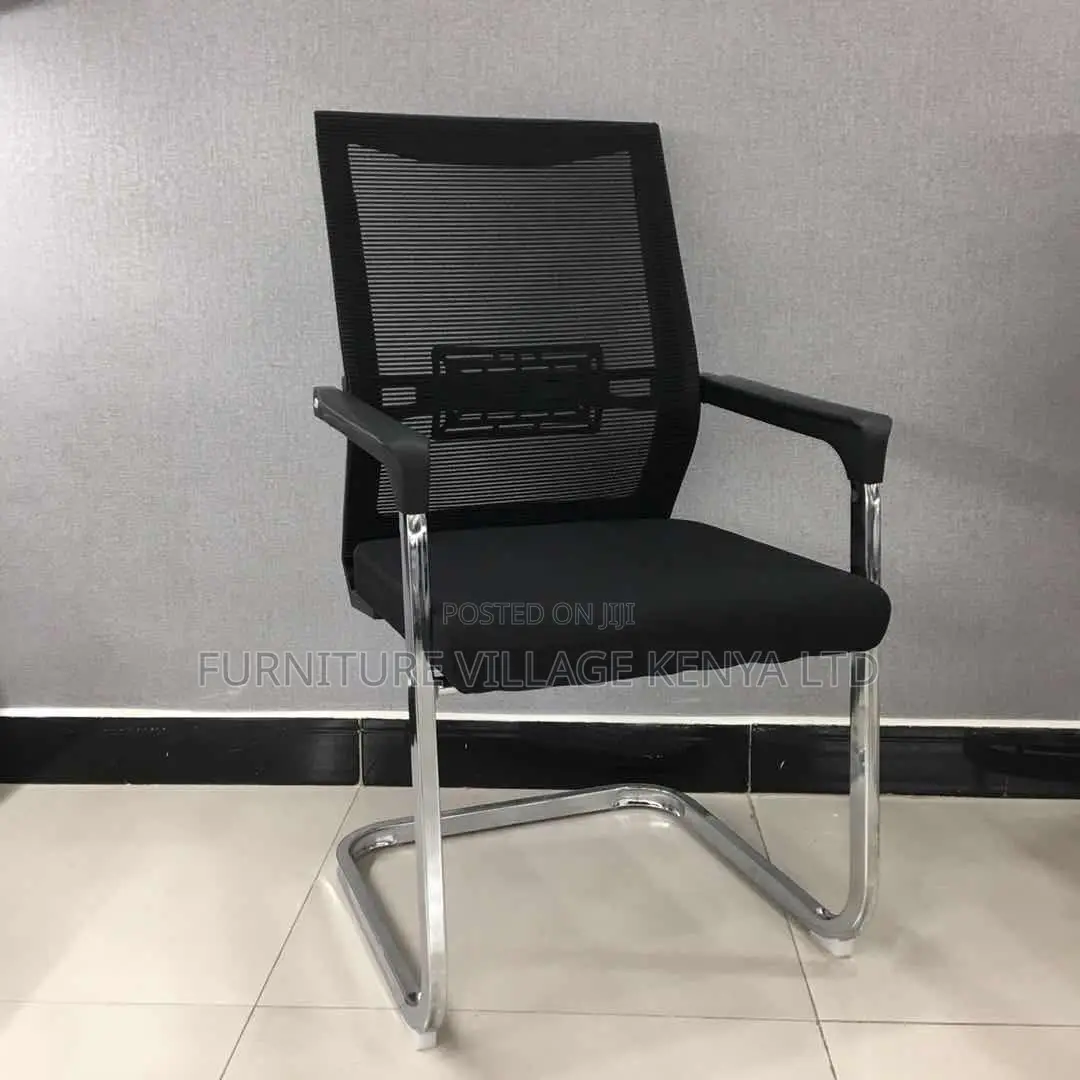 Office Chair; Black Chrome Conference Office Chair