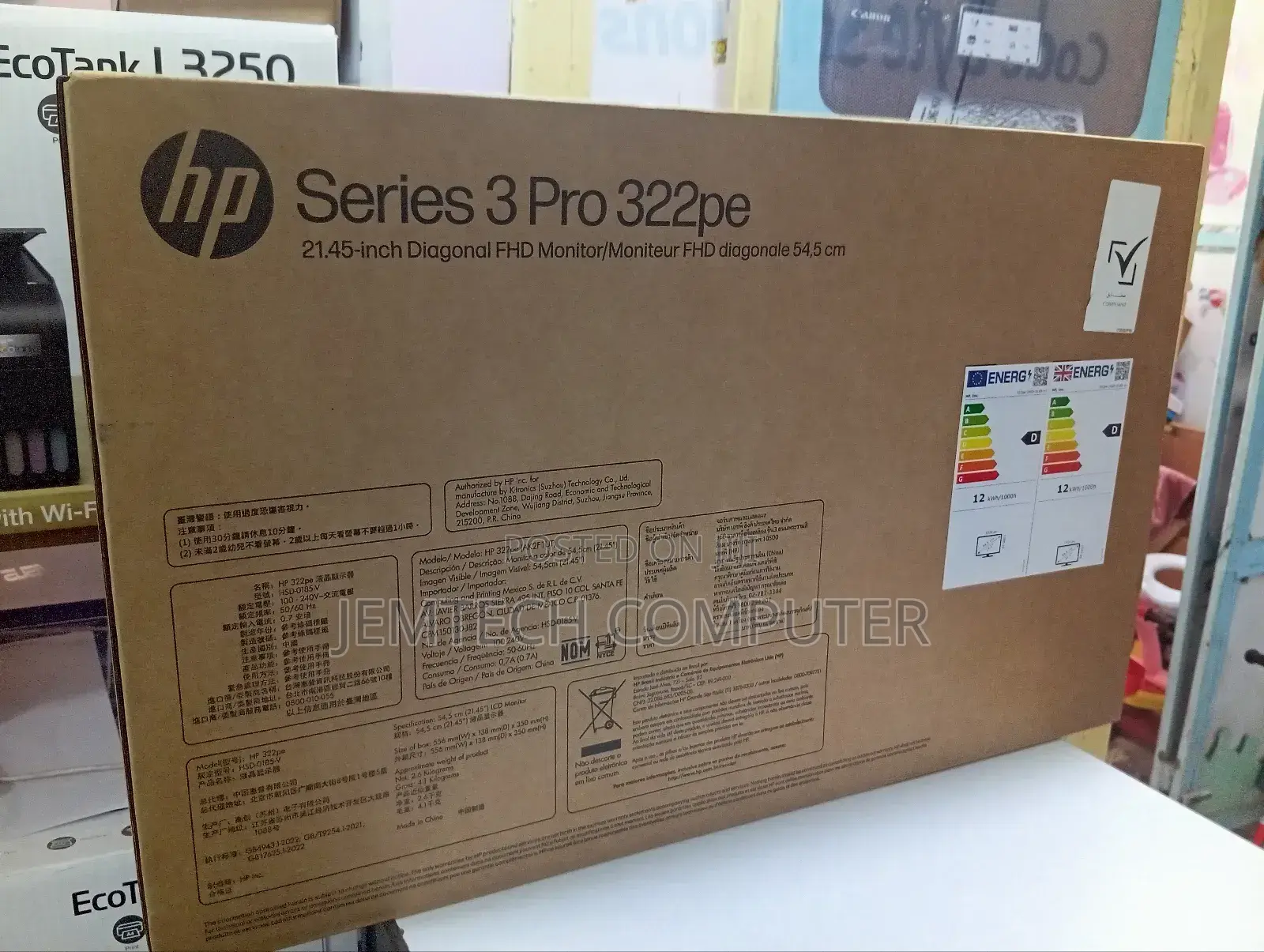 Hp Series 3 Pro 322pe 21.45 Inch FHD Black Monitor