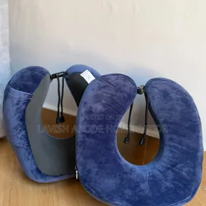 Navy Blue Ergonomic Neck Pillow, Memory Foam Travel, Compressable