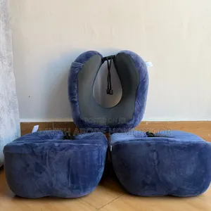 Navy Blue Ergonomic Neck Pillow, Memory Foam Travel, Compressable