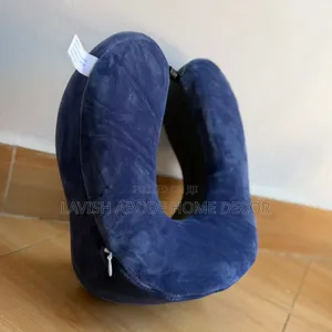 Navy Blue Ergonomic Neck Pillow, Memory Foam Travel, Compressable