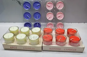 6pc Pack of Scented Candles in Glass Holders Scents P.O