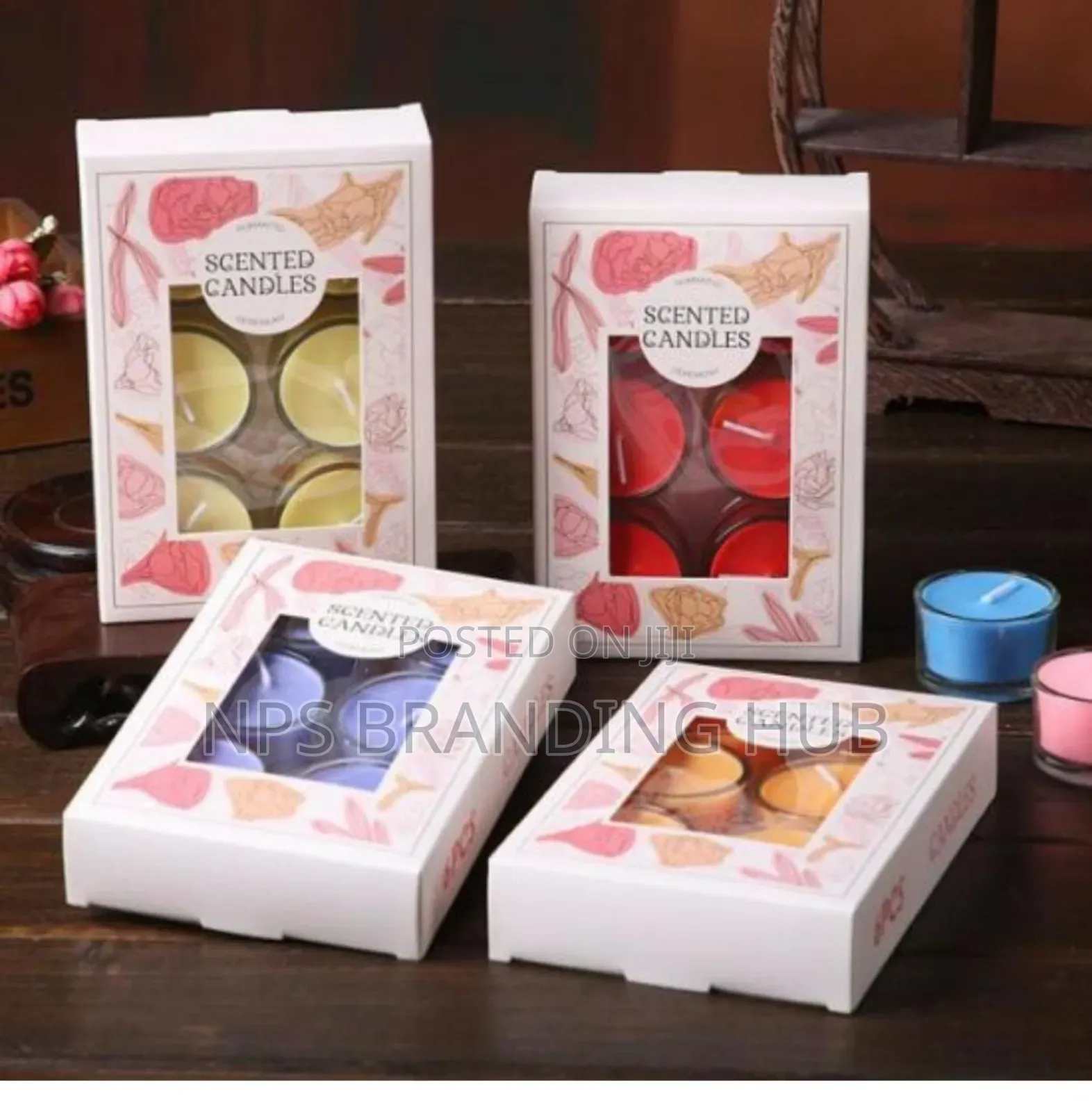 6pc Pack of Scented Candles in Glass Holders Scents P.O