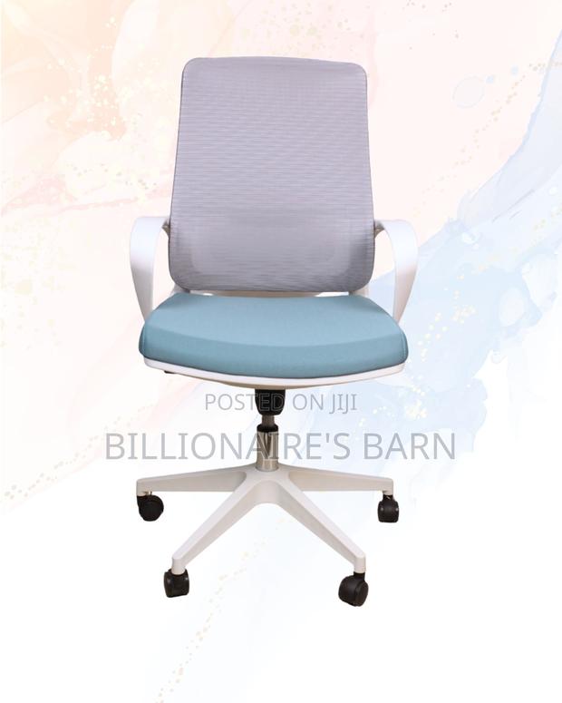 White Ergonomic Mesh Office Chair Mid Back Lumbar Support Seating -