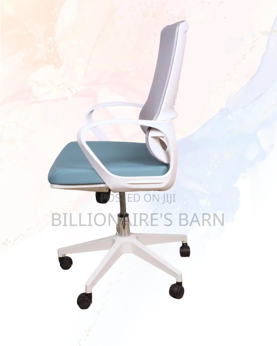 White Ergonomic Mesh Office Chair Mid Back Lumbar Support Seating -