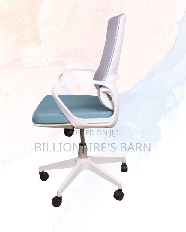 White Ergonomic Mesh Office Chair Mid Back Lumbar Support Seating - - thumbnail 3