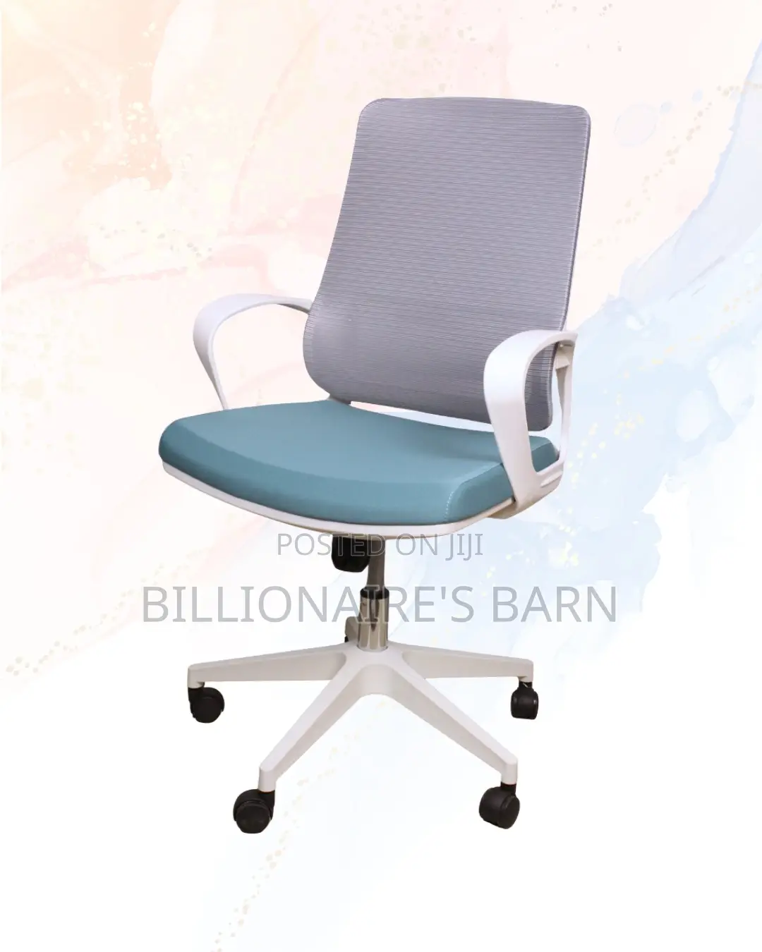 White Ergonomic Mesh Office Chair Mid Back Lumbar Support Seating -