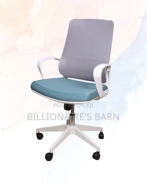 White Ergonomic Mesh Office Chair Mid Back Lumbar Support Seating -