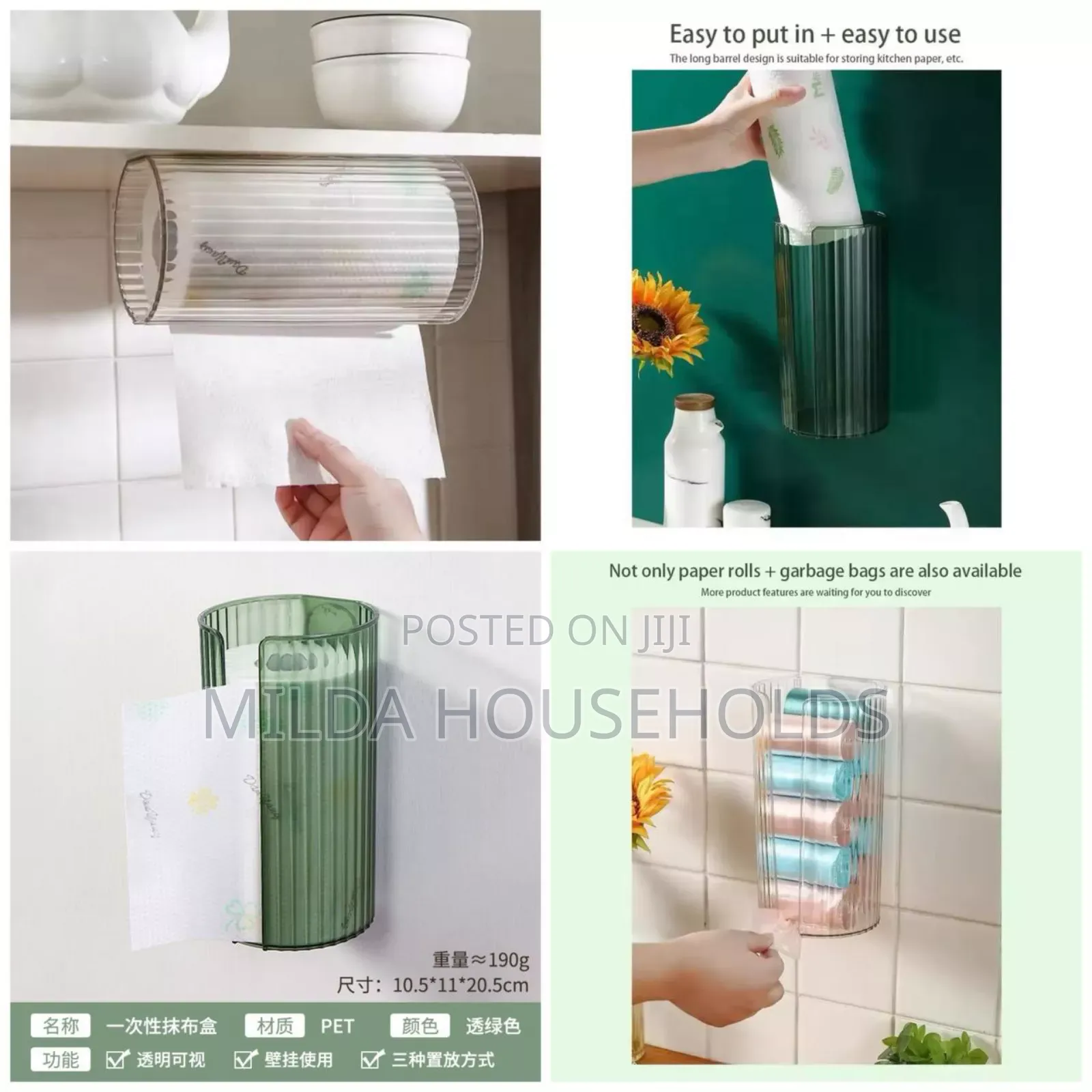 Wall-mounted Bathroom Tissue Box Transparent Kitchen Paper Storage