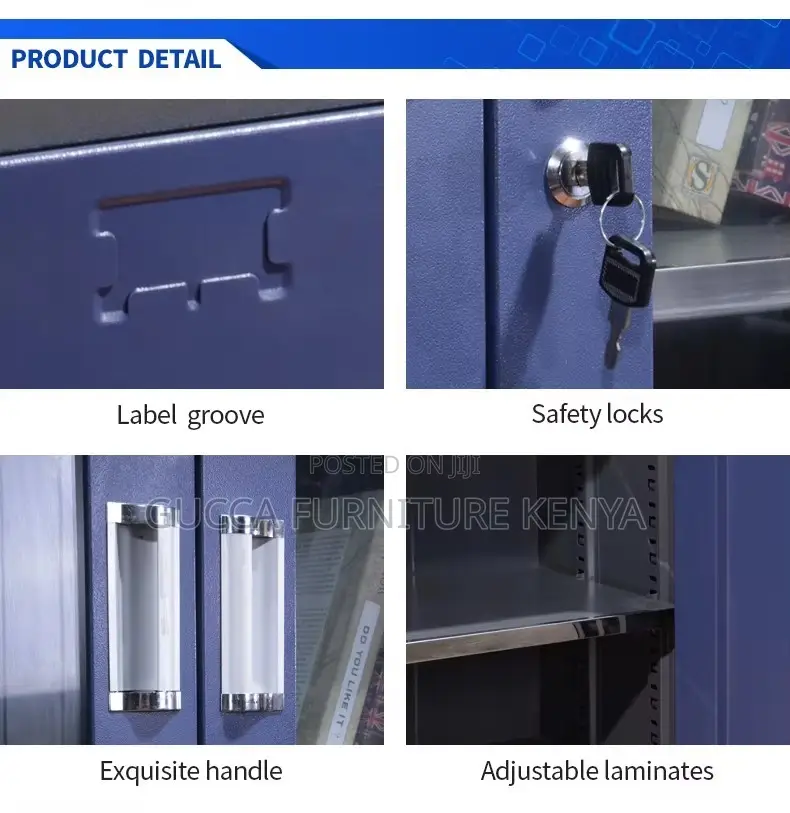 2-door Blue Steel Filling Cabinet With Safe