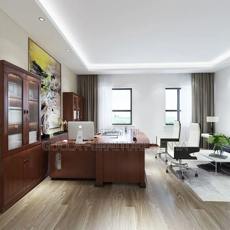 1.8m Executive Mahogany L-shaped Table