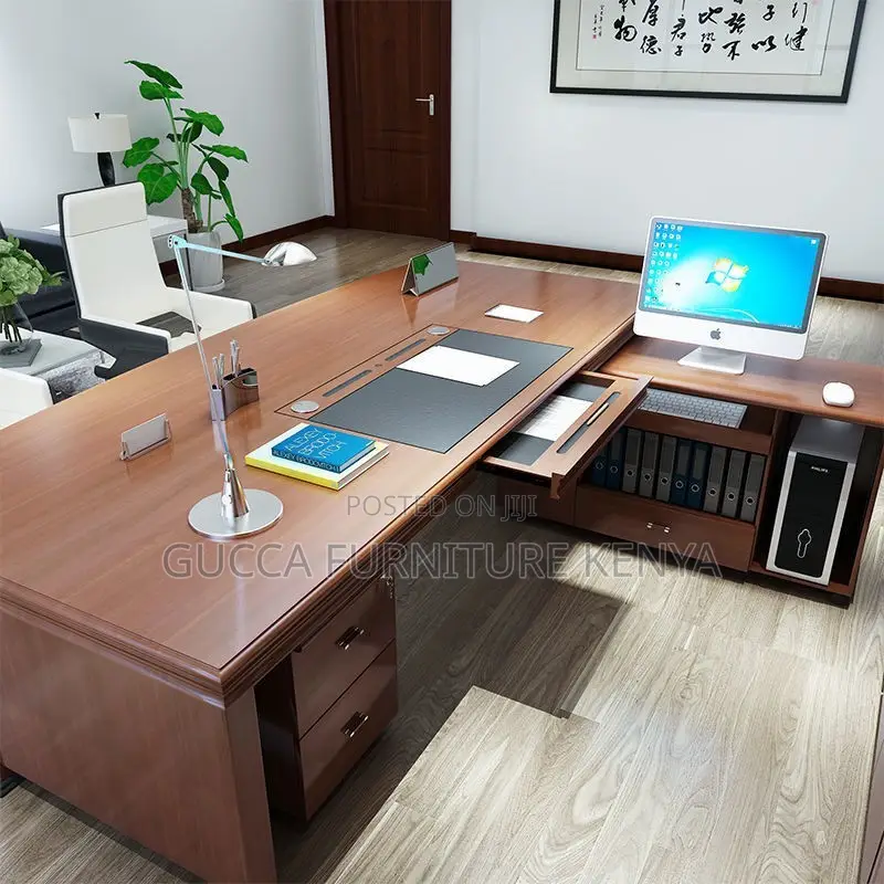 1.8m Executive Mahogany L-shaped Table