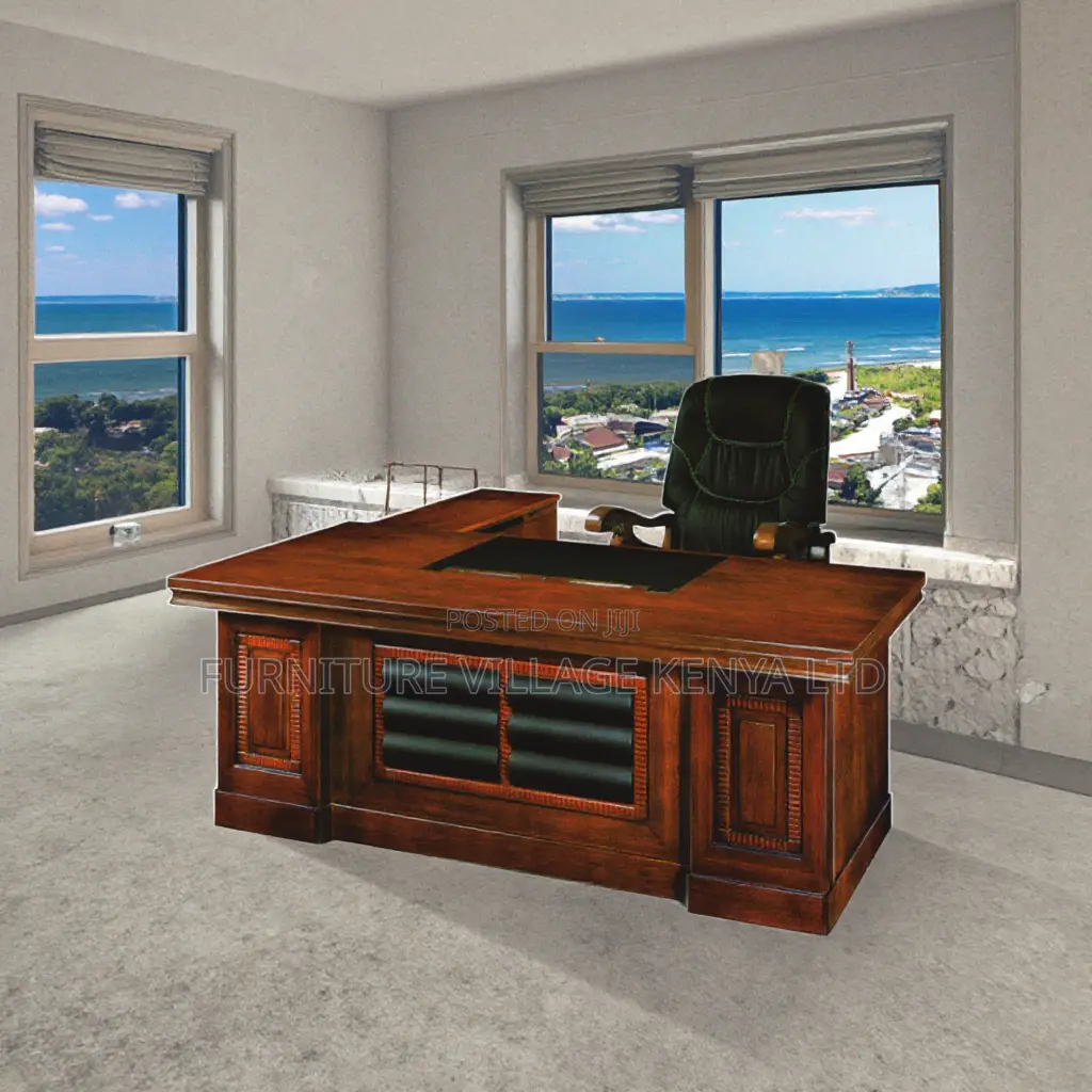 Office Desk; 1.4 Meter Mahogany Executive Office Desk