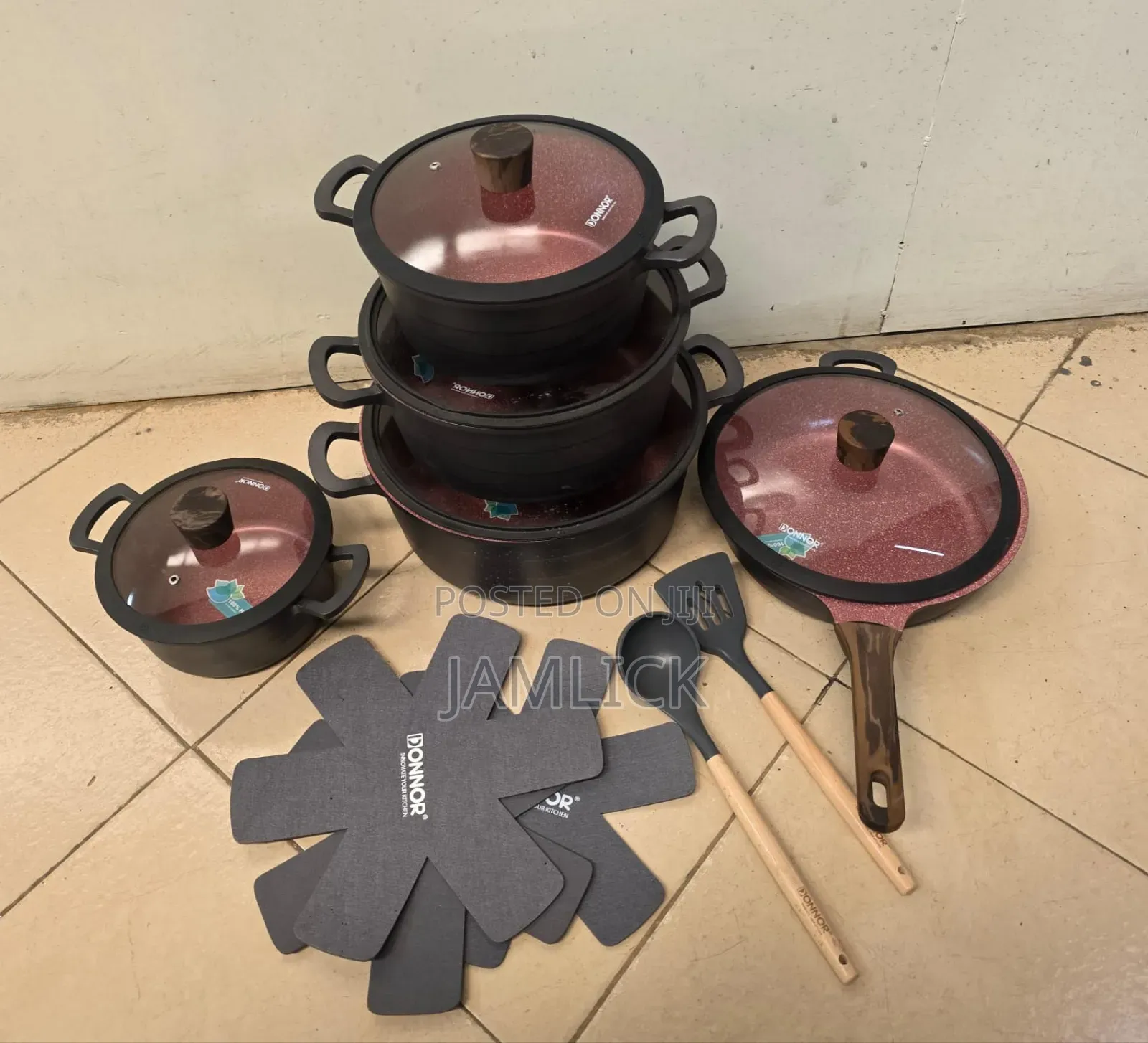 15pcs Donnor Germany Technology Nonstick Granite Cookware Set - Jm