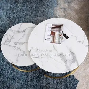 Dining Table; Round Nested Dining Table With Golden Legs
