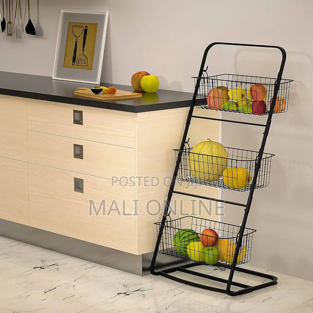 3 Tier Storage Basket Organizer Stand Metal Fruit Vegetable Rack