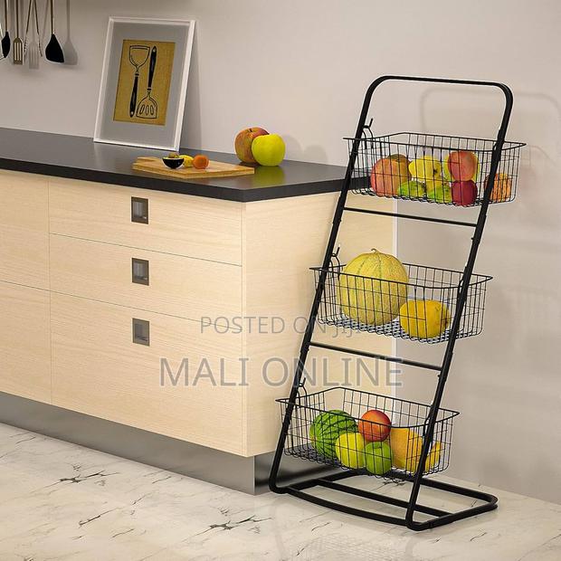 3 Tier Storage Basket Organizer Stand Metal Fruit Vegetable Rack - thumbnail 2