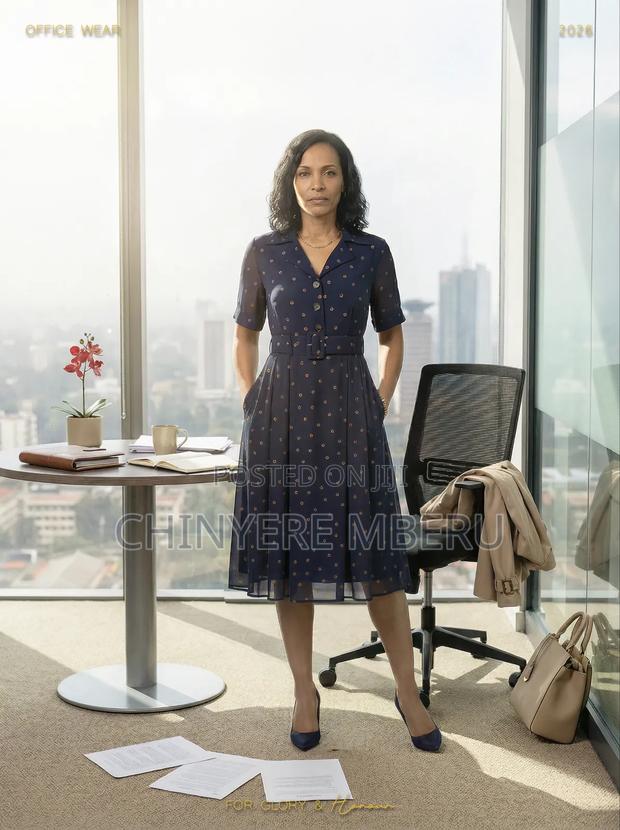 Heavy Chiffon Office Dress - main view