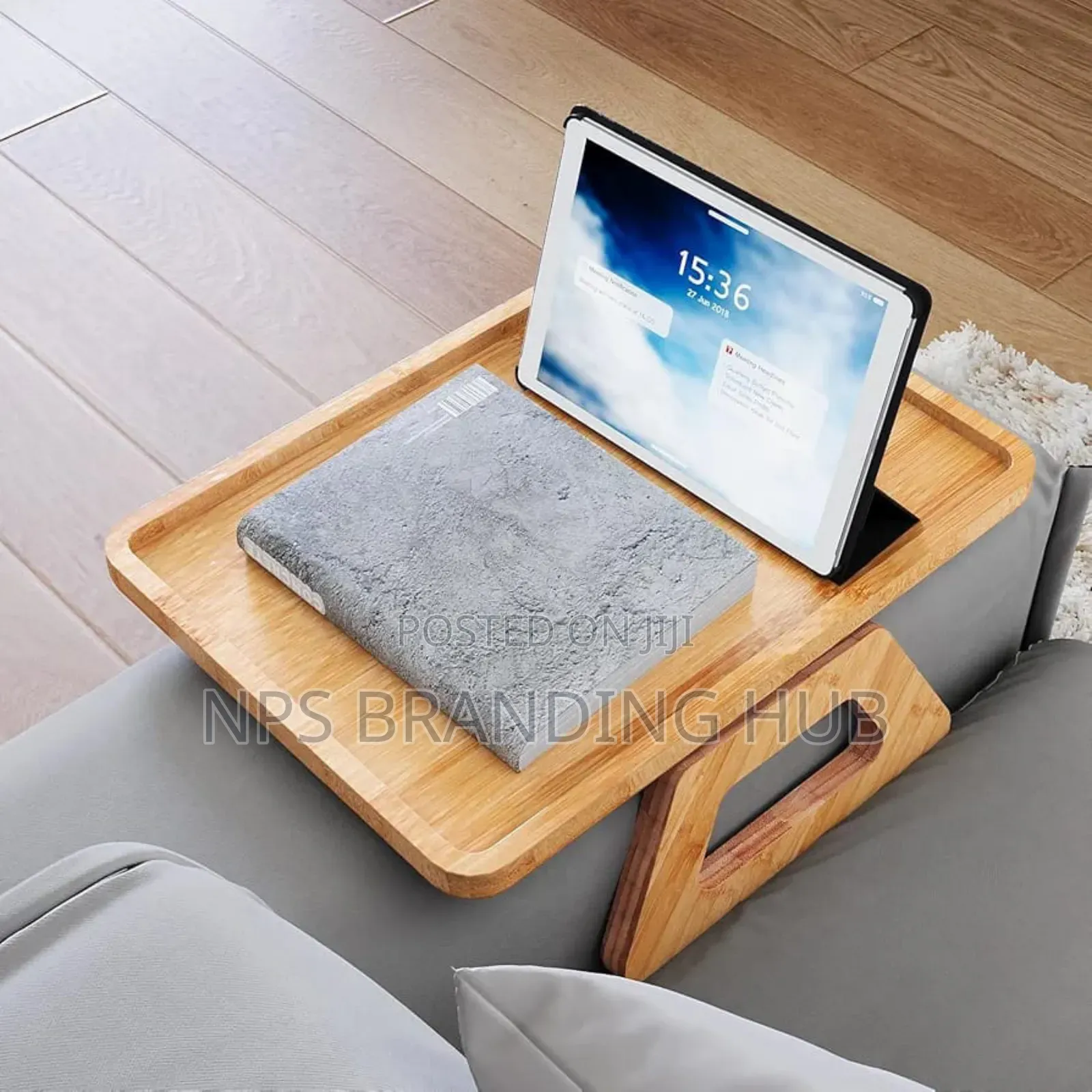 Foldable Wooden Sofa Armrest Tray Clip on Table 33cm by 24cm R.T