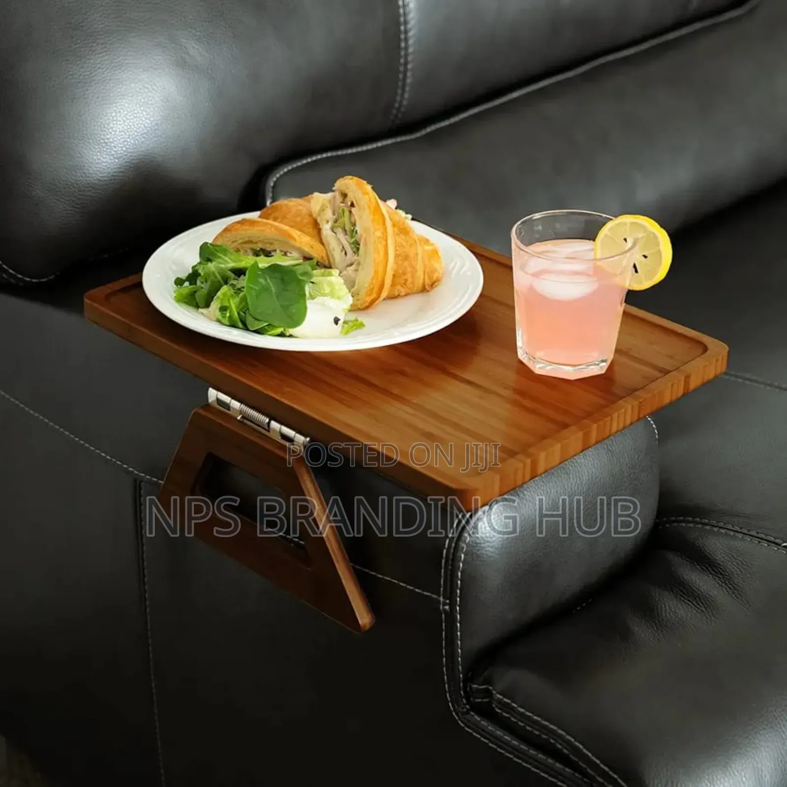 Foldable Wooden Sofa Armrest Tray Clip on Table 33cm by 24cm R.T