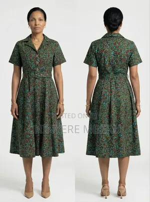 Green Ankara Office Dress