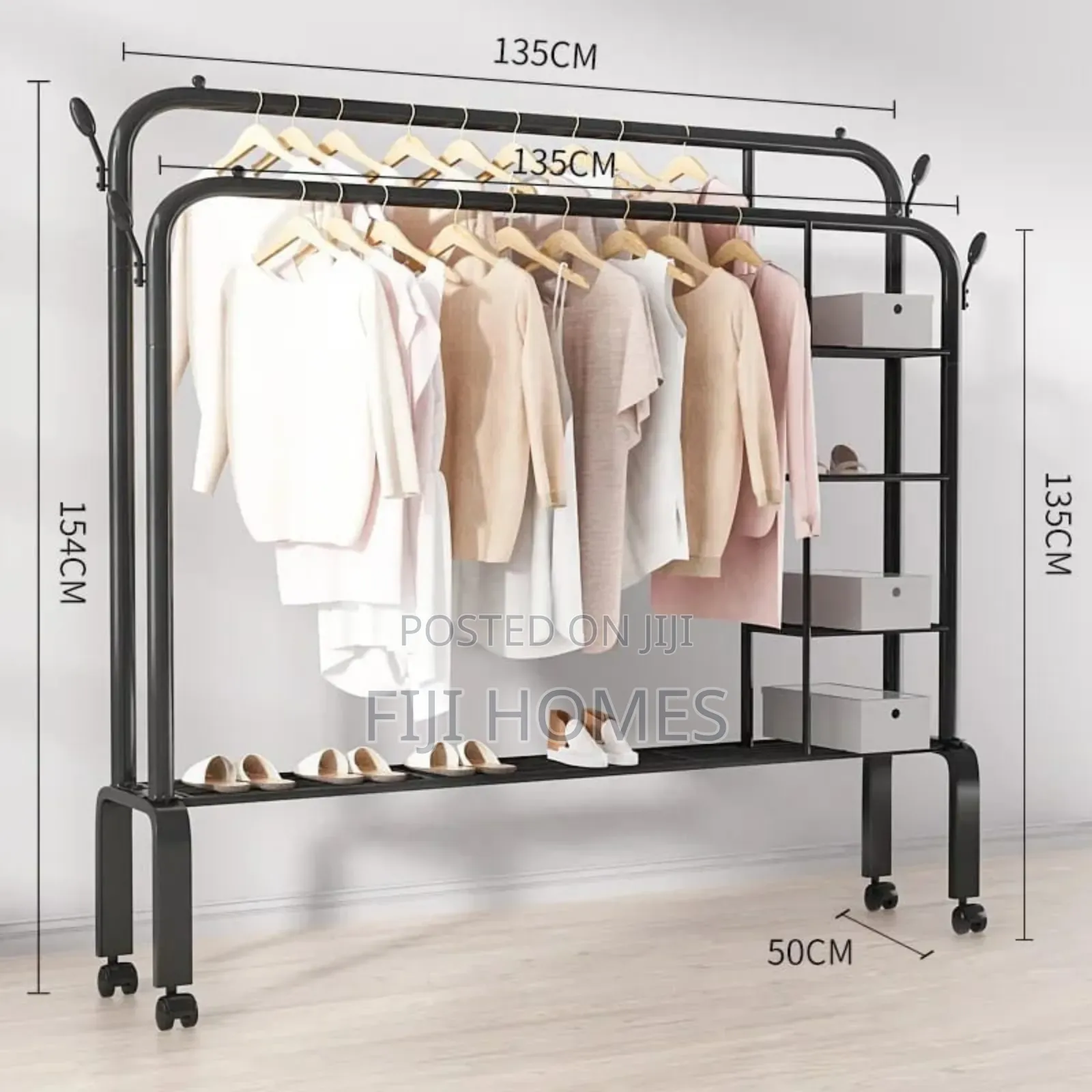 Double Rail Clothes Rack Stand | Heavy Duty Garment Rack