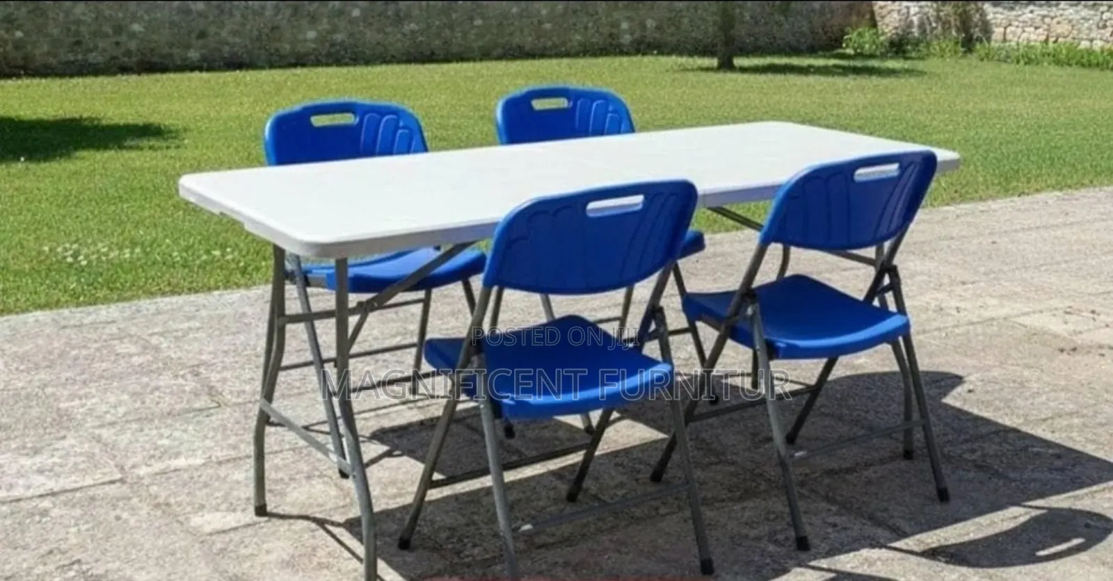 Foldable Chairs Blue and Tables