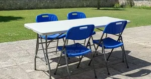 Foldable Chairs Blue and Tables