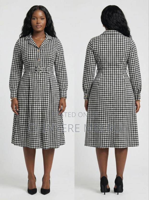 Long Sleeve Heavy Chiffon Office Dress - thumbnail 3