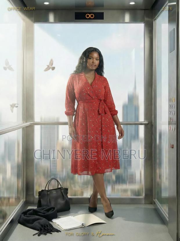 Heavy Chiffon Office Wrap Dress - main view