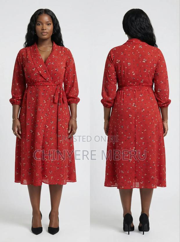 Heavy Chiffon Office Wrap Dress - thumbnail 2