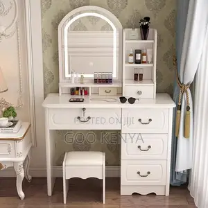 Bedroom Furniture; Led Vanity Table With Storage Cabinet For Bedroom