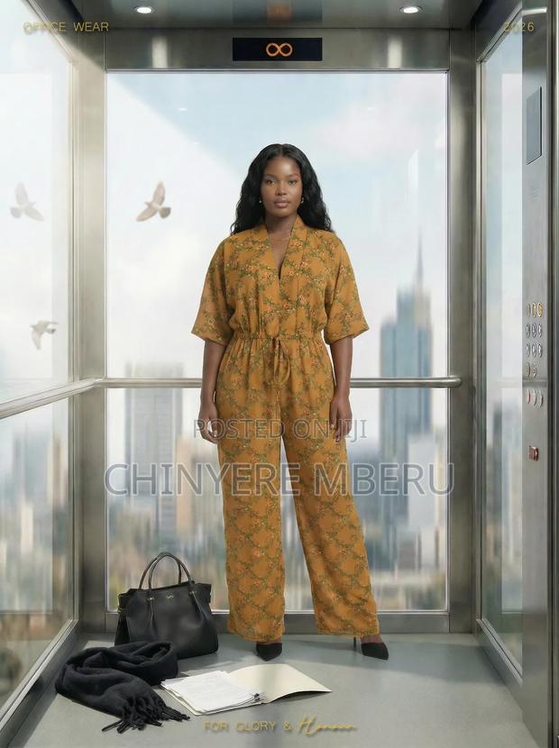 Mustard Heavy Chiffon Jumpsuit - main view