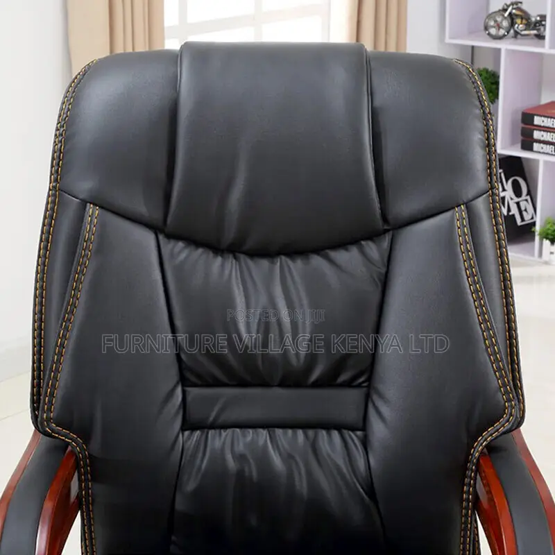 Office Chair; Black Leather Executive Office Chair