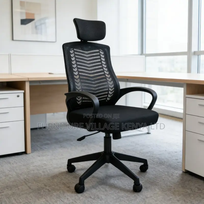 Office Chair; Black Headrest Office Chair