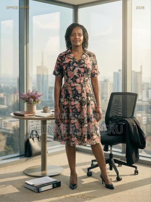 Heavy Chiffon Flower Patterned Dress - main view