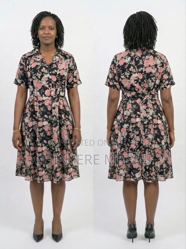 Heavy Chiffon Flower Patterned Dress - thumbnail 2